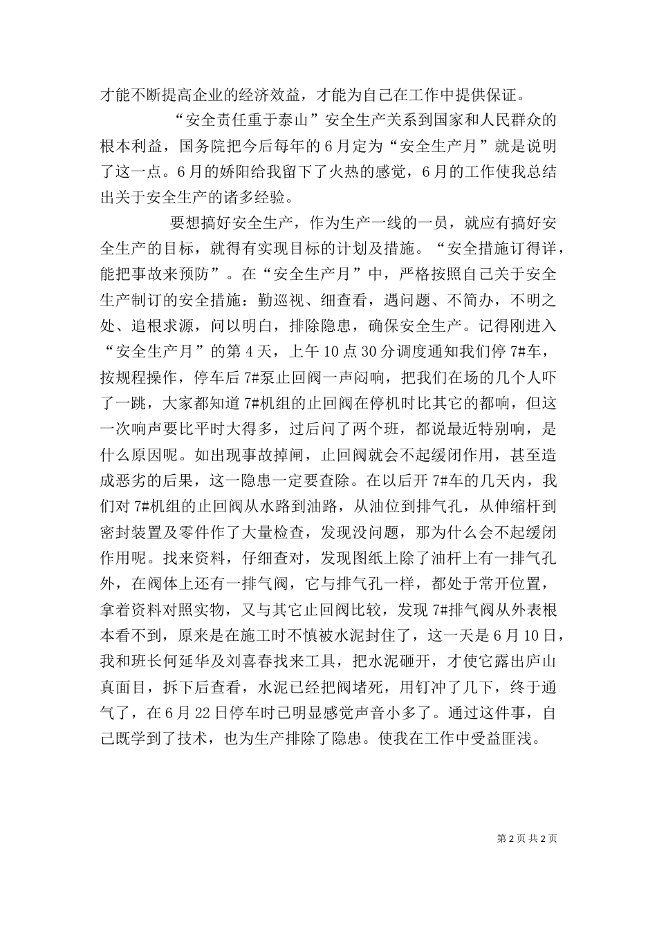 个人安全生产工作总结_第2页