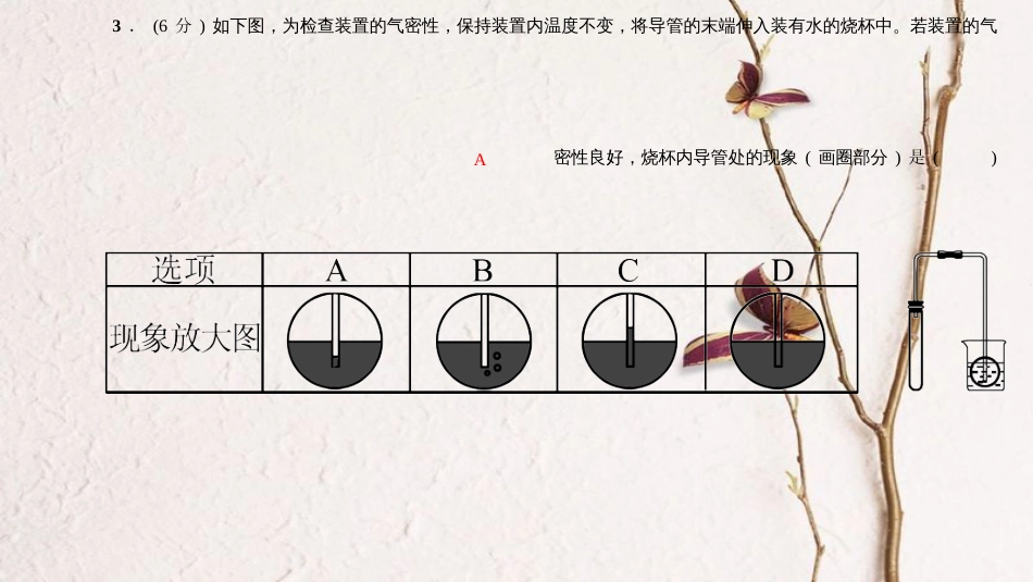 九年级化学上册 第六单元 碳和碳的氧化物 专题训练（三）常见气体的制取课件 （新版）新人教版_第3页