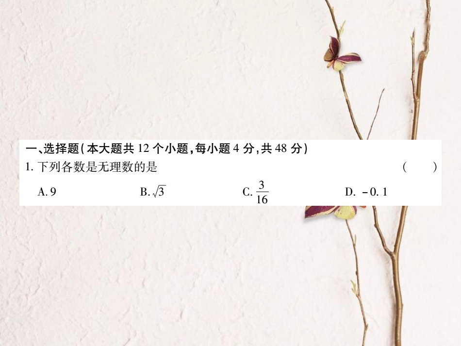 中考数学总复习 模拟测试题（一）课件[共70页]_第2页