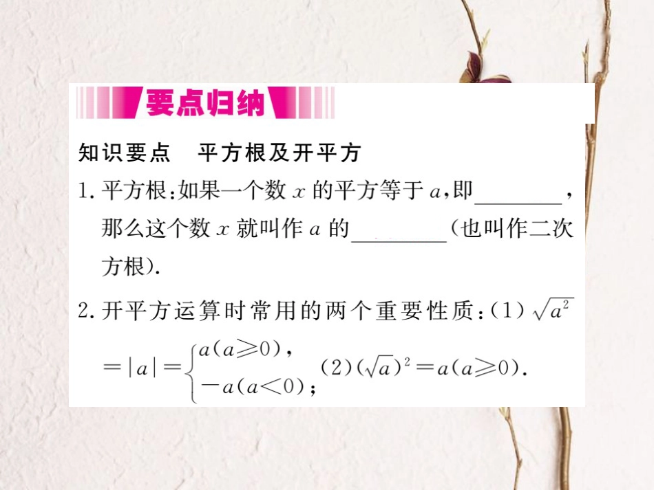 八年级数学上册 2.2 第2课时 平方根（小册子）课件 （新版）北师大版_第1页