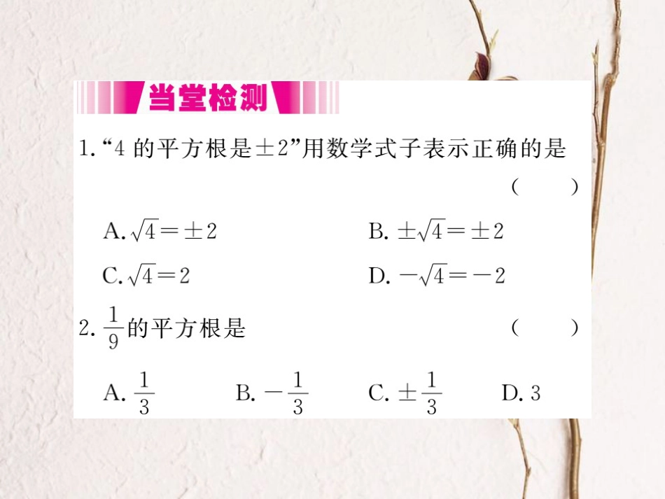 八年级数学上册 2.2 第2课时 平方根（小册子）课件 （新版）北师大版_第3页