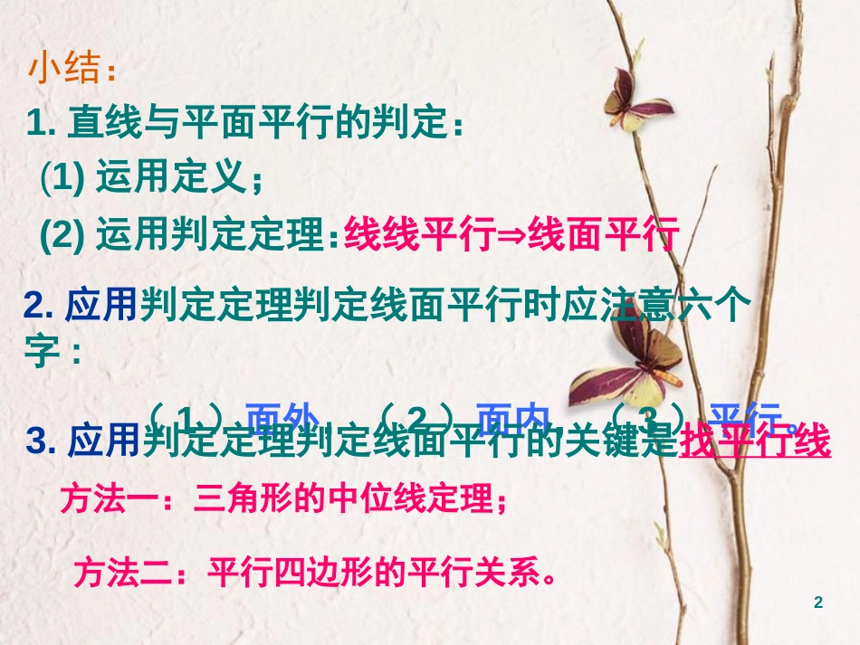 广东省台山市高中数学 第二章 点、直线、平面之间的位置关系 2.2.2 面面平行的判定课件 新人教A版必修2_第2页