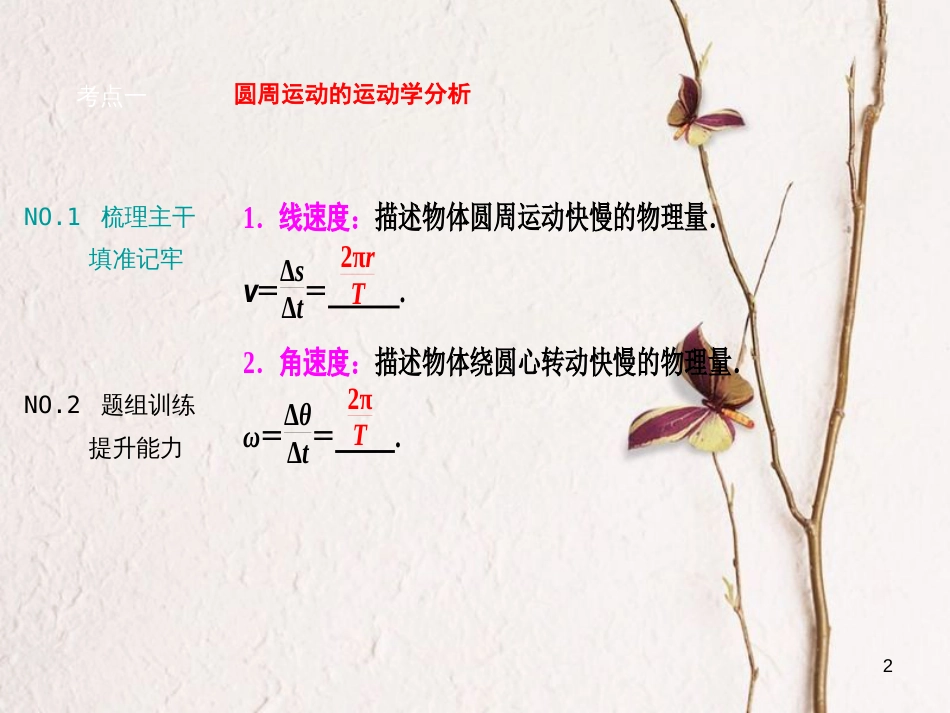 优化探究（新课标）高三物理一轮复习 第4章 曲线运动 万有引力与航天 第3讲 圆周运动的规律及应用课件_第2页