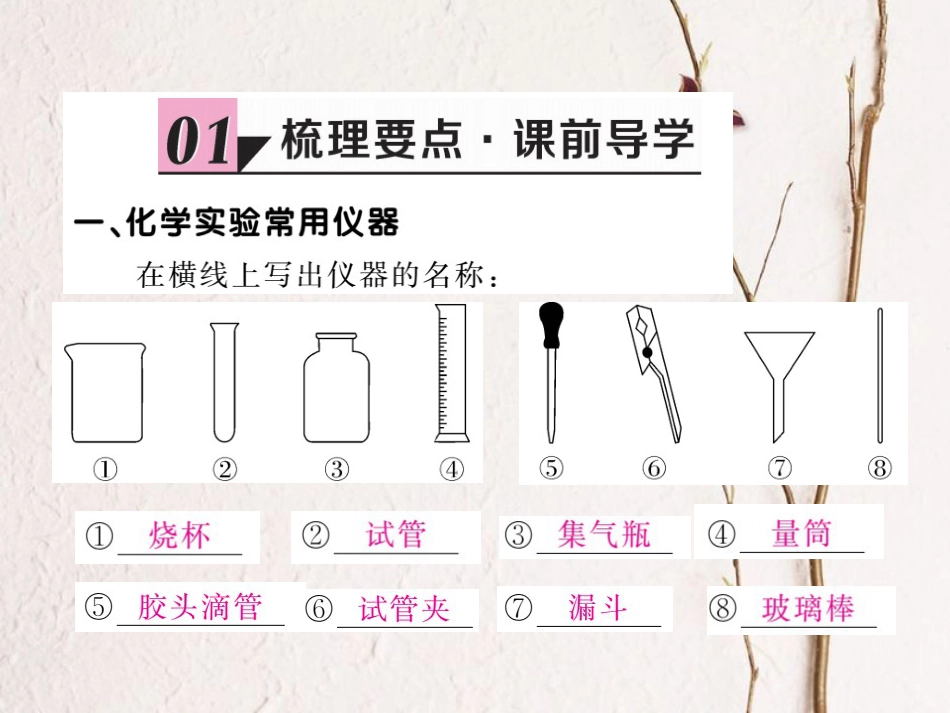 （贵州专）九年级化学上册 第一单元 课题3 第1课时 化学实验常用仪器及药品的取用复习课件 （新）新人教版_第2页