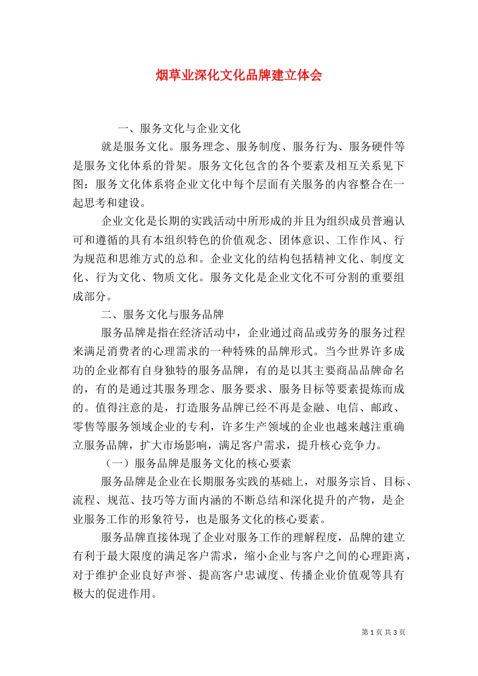烟草业深化文化品牌建立体会_第1页