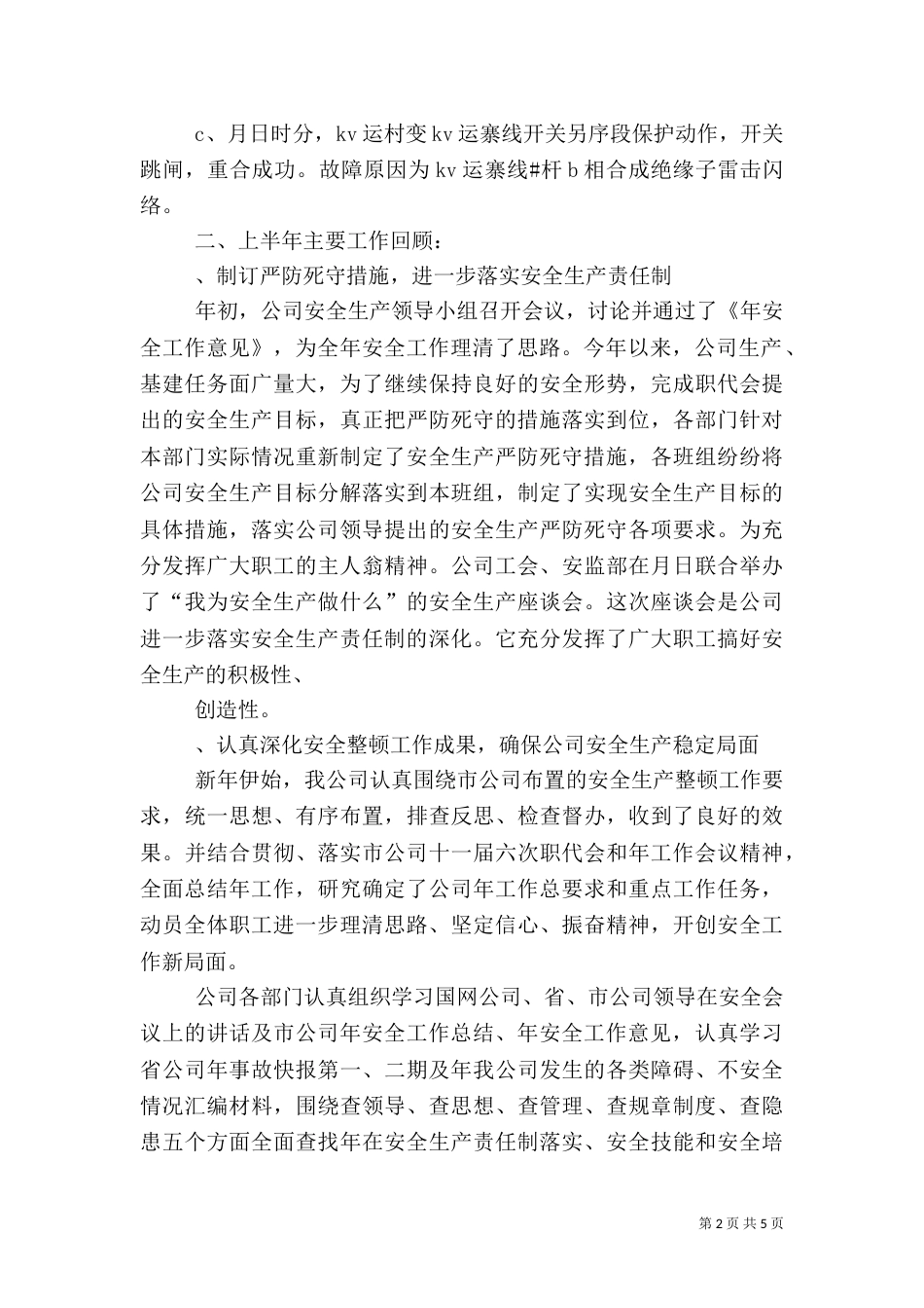 某年上半年电力安全工作总结（六）_第2页