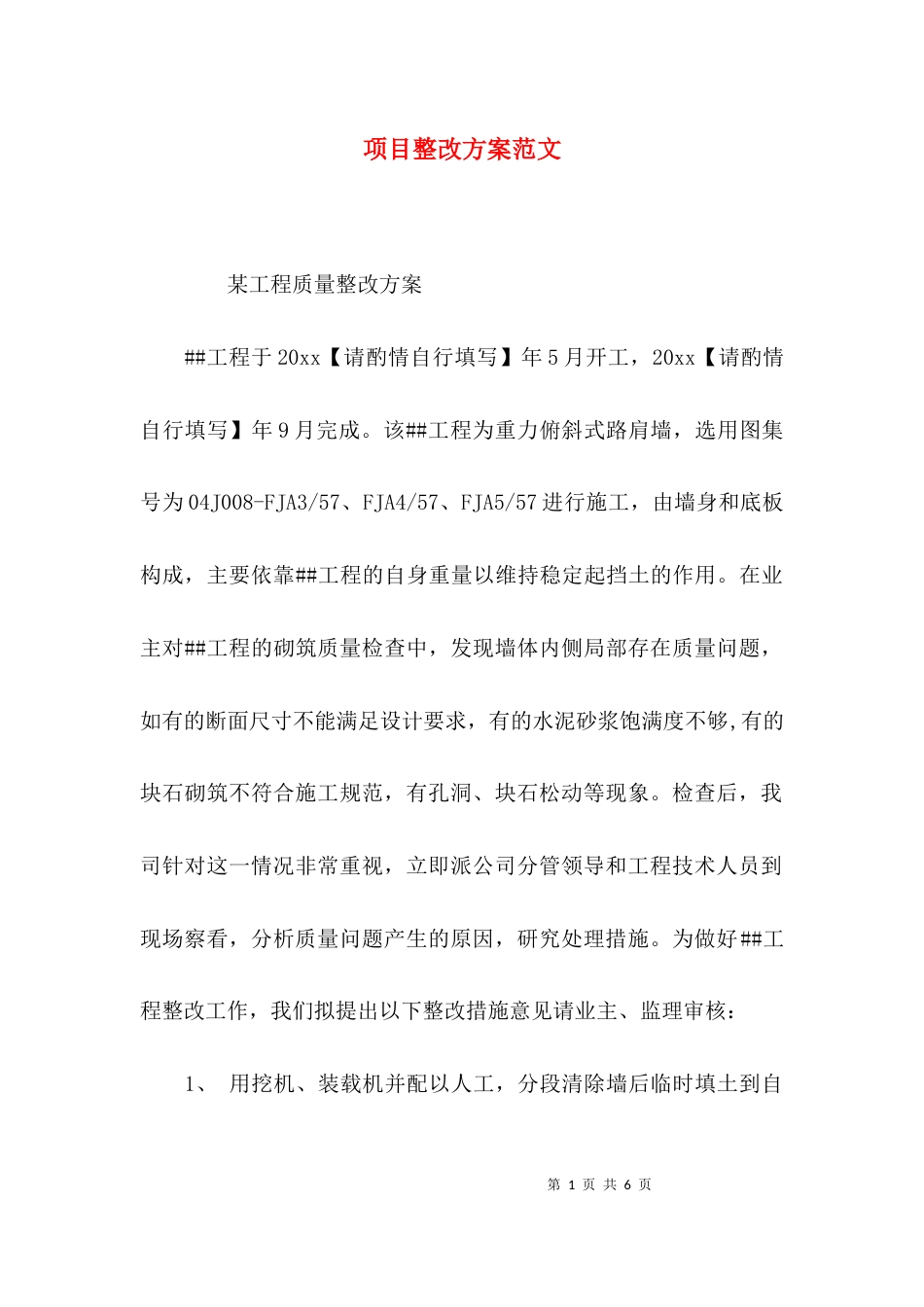 项目整改方案范文_第1页