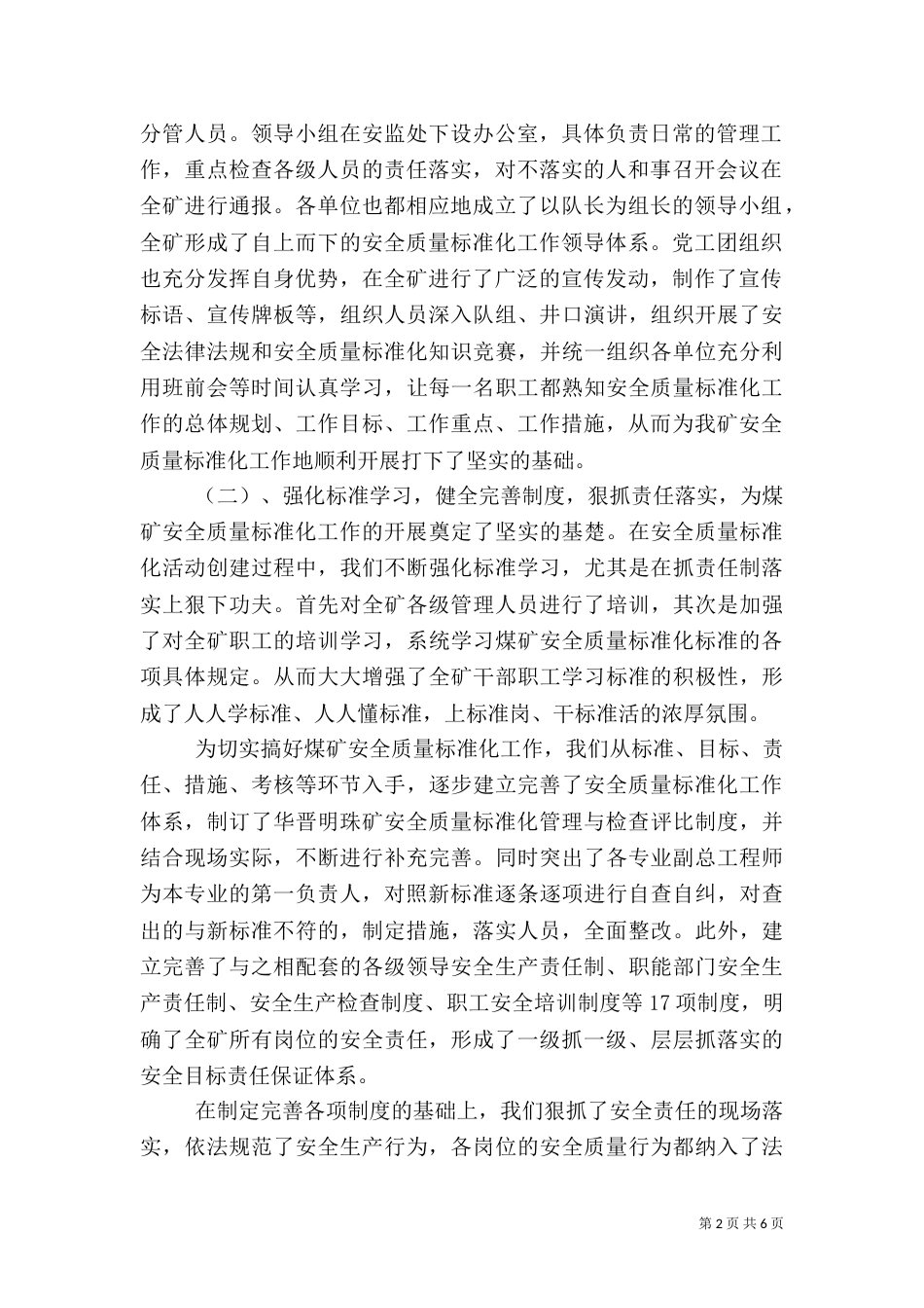 模板月份安全质量标准化检查总结_第2页
