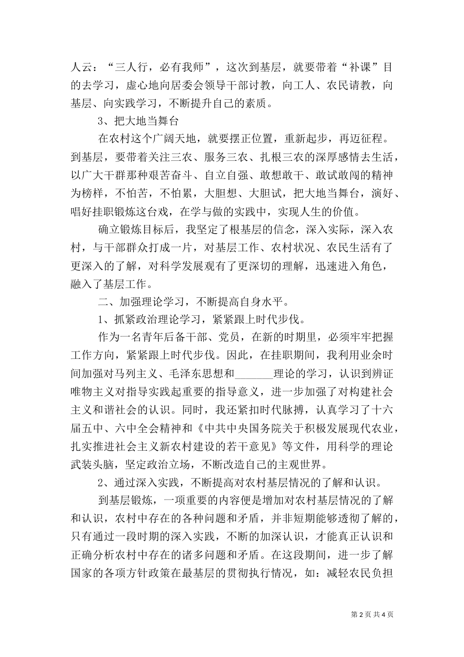 农村挂职述职小结范文_第2页