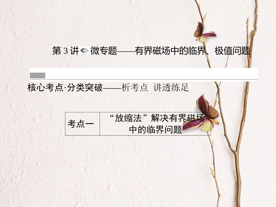 （新课标）高考物理一轮复习 第八章 磁场 第3讲 微专题-有界磁场中的临界、极值问题课件_第1页