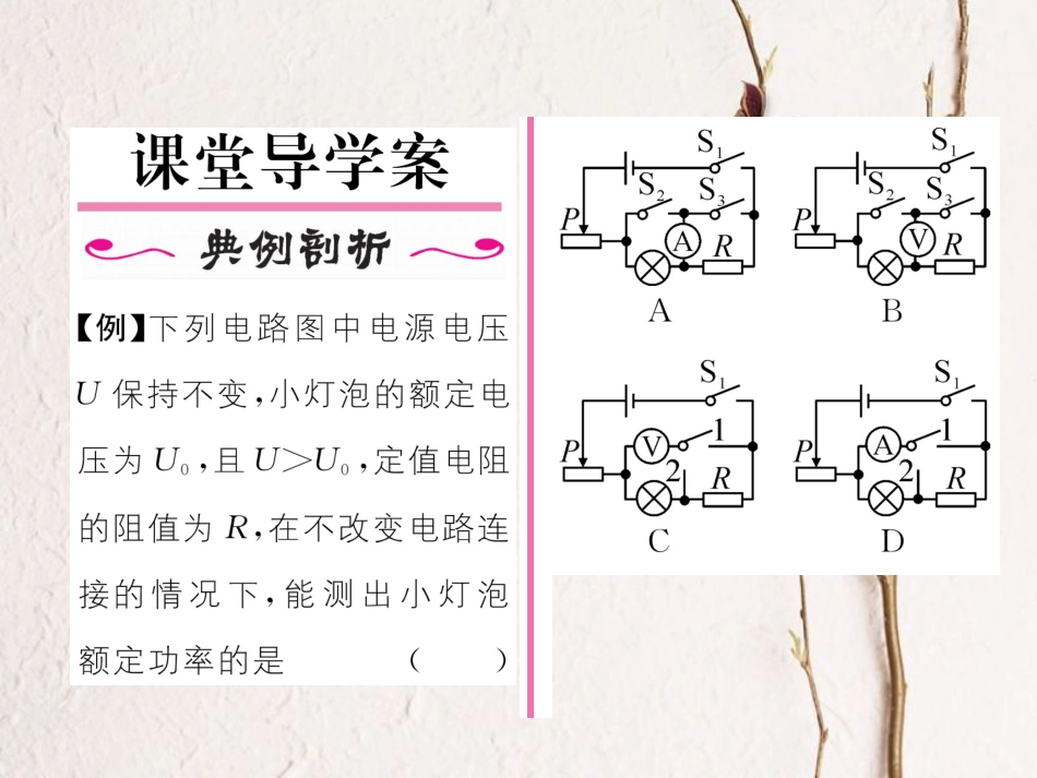 （黔西南地区）九年级物理全册 第18章 电功率 第3节 测量小灯泡的电功率 第2课时 巧测电功率习题课件 （新）新人教_第2页