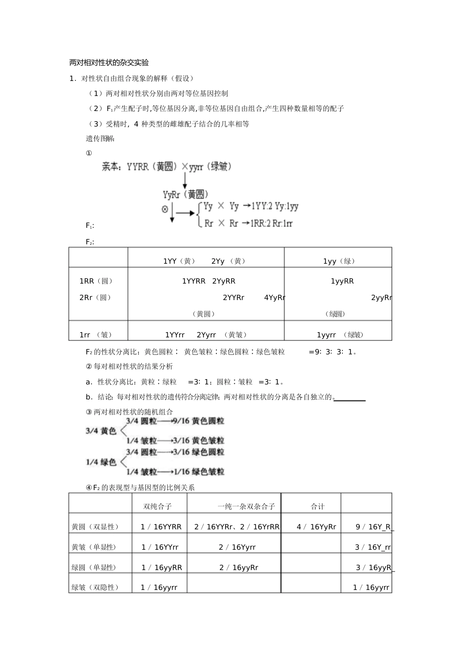 高中生物自由组合定律知识点总结[共4页]_第1页