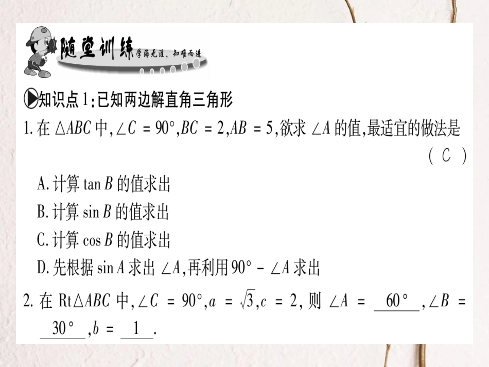 九年级数学上册 24.4 解直角三角形习题课件 （新版）华东师大版_第3页