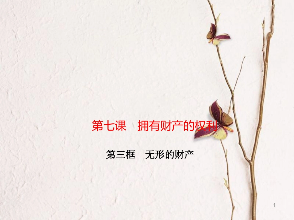 八年级政治下册 第三单元 我们的文化、经济权利 第七课 拥有财产的权利 第三框 无形的财产课件 新人教版_第1页