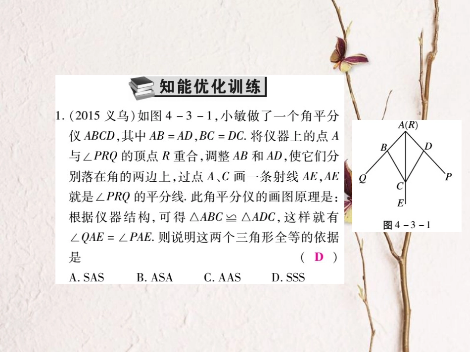 中考数学总复习 第一轮 基础知识复习 第四章 图形的认识及三角形 第3讲 全等三角形（练册本）课件[共33页]_第3页