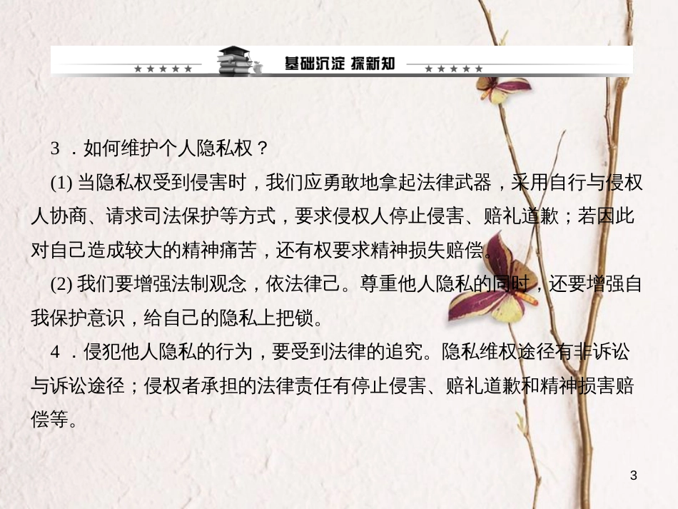 八年级政治下册 第二单元 我们的人身权利 第五课 隐私受保护 第二框 尊重和维护隐私权课件 新人教版_第3页