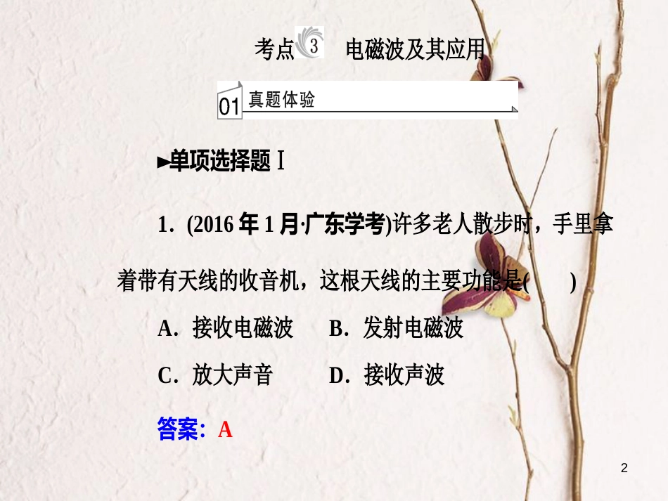 高考物理一轮复习 专题八 电磁技术与社会发展 考点3 电磁波及其应用课件_第2页