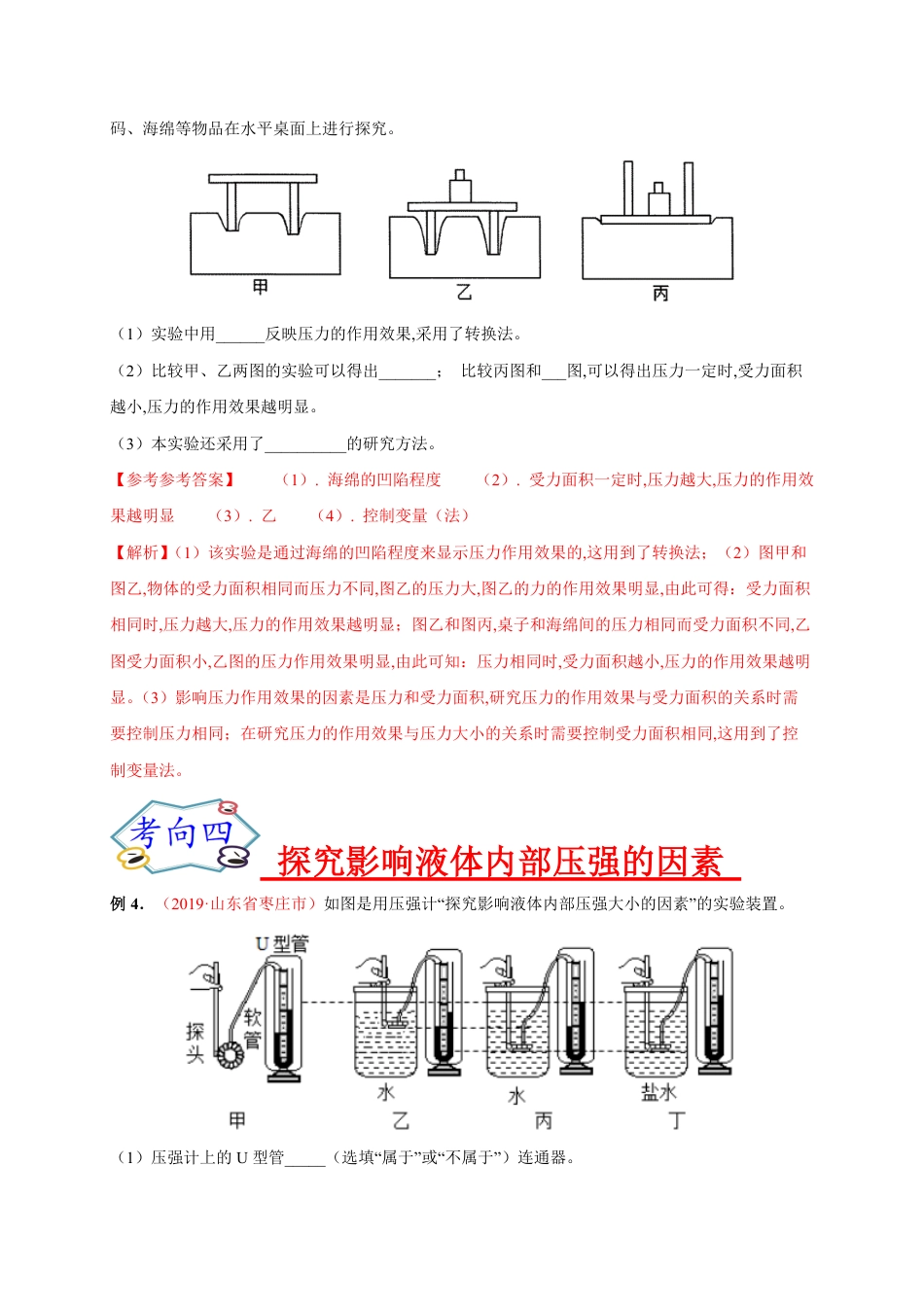 专题07  实验探究之力学实验（二）-2020年中考物理《重点题型夺分攻略》（解析版）_第3页