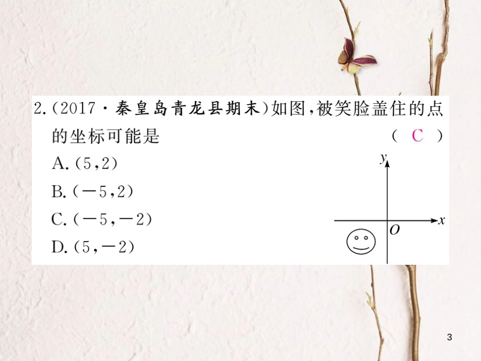 八年级数学下册 第19章 平面直角坐标系 19.2 平面直角坐标系 第2课时 平面直角坐标系内点的坐标特征练习课件 （新版）冀教版_第3页