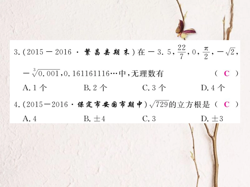 八年级数学上册 14 实数检测卷课件 （新版）冀教版[共20页]_第2页