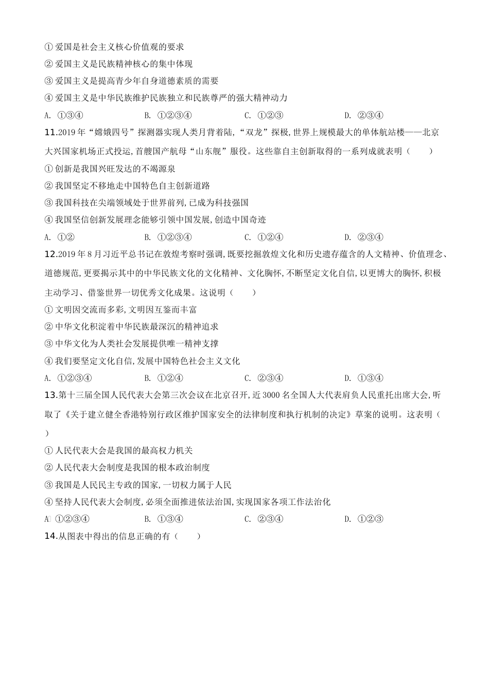 精品解析：四川省广安市2020年中考道德与法治试题（原卷版）_第3页