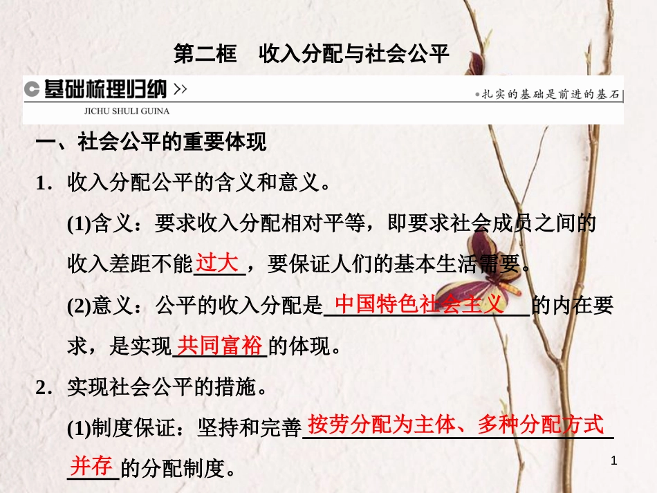 高中政治 第三单元 收入与分配 第七课 个人收入的分配 第二框 收入分配与社会公平课件 新人教版必修1_第1页