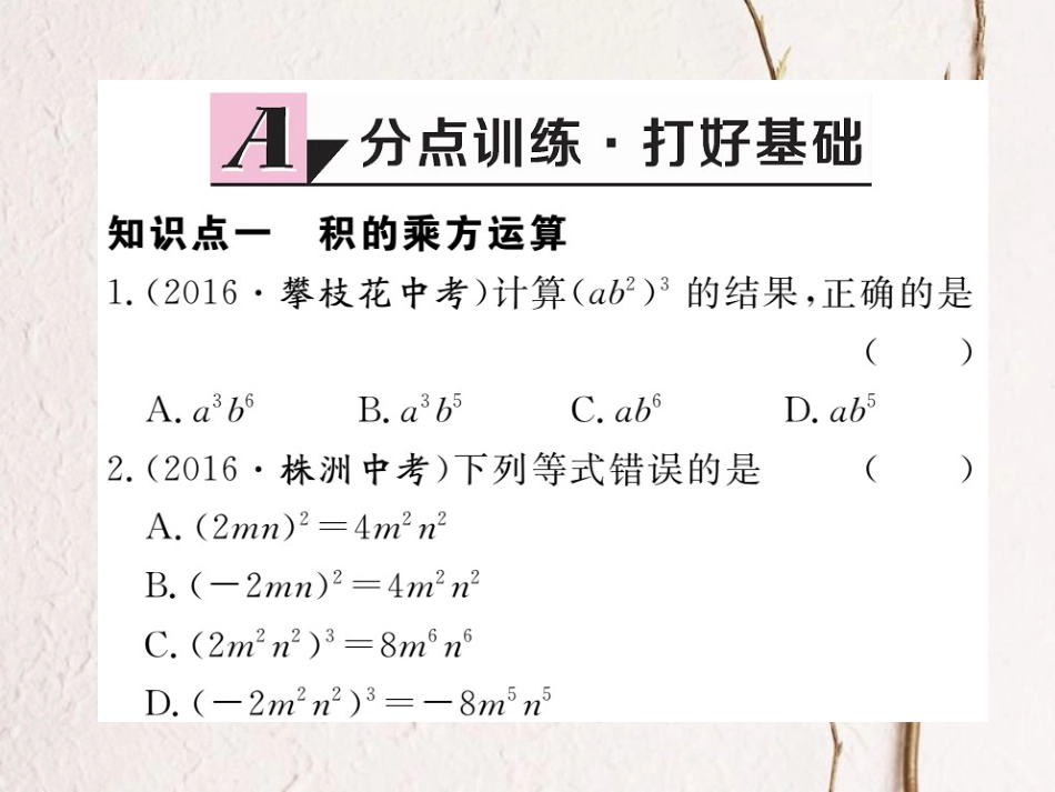 八年级数学上册 14.1.3 积的乘方习题课件 （新版）新人教版_第2页