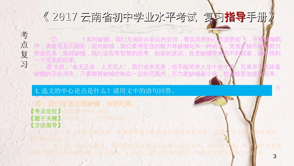 云南省中考语文 专题三 议论文阅读复习课件_第3页