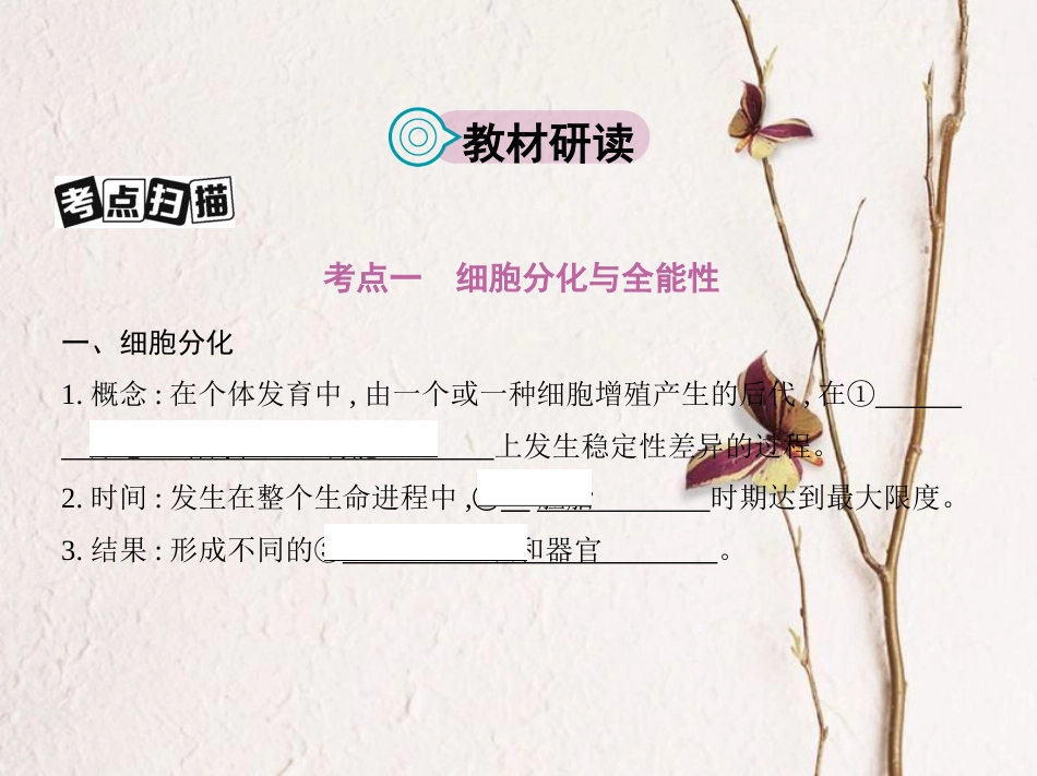 （新课标）高考生物一轮复习 分子与细胞 第4单元 细胞的生命历程 第12讲 细胞的分化、衰老、凋亡与癌变课件（必修1）[共35页]_第2页