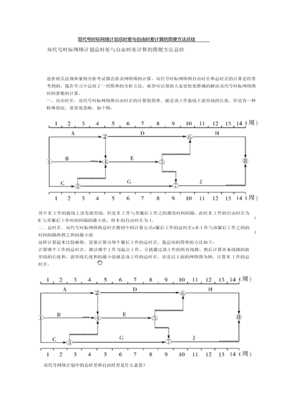 双代号时标网络计划总时差与自由时差计算的简便方法总结[共8页]_第1页