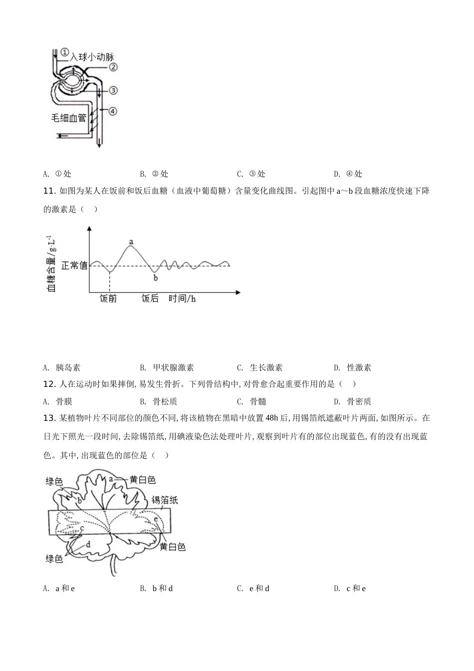 精品解析：江苏省苏州市2020年学业考试生物试题（原卷版）_第3页