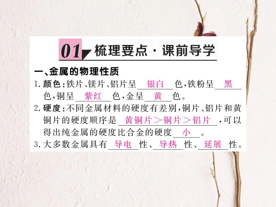 （贵州专）九年级化学下册 第八单元 实验活动4 金属的物理性质和某些化学性质复习课件 （新）新人教版_第2页