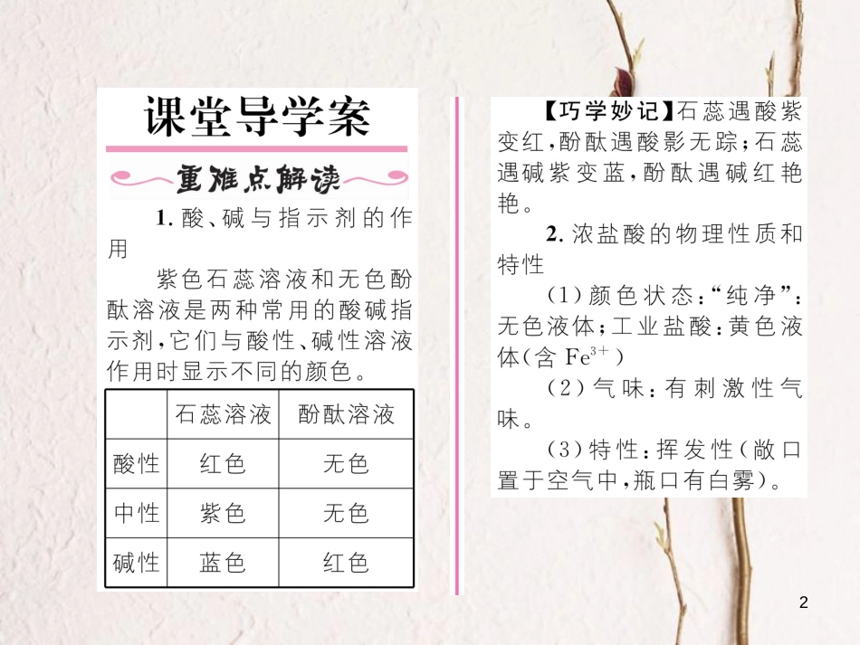 九年级化学下册 第10单元 酸和碱 课题1 常见的酸和碱 第1课时 酸碱指示剂和盐酸习题课件 （新版）新人教版[共17页]_第2页