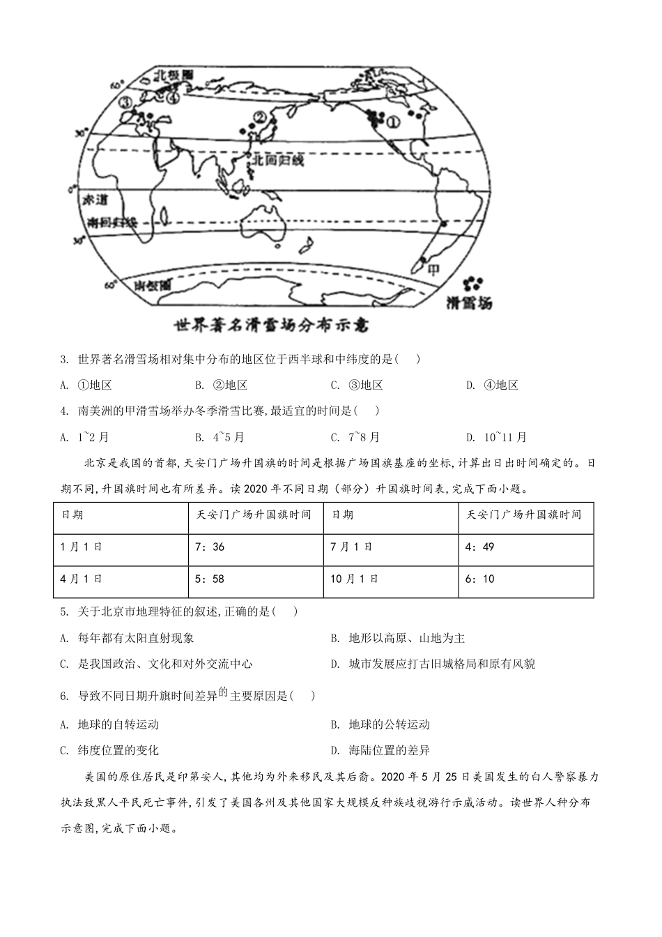 精品解析：山东省菏泽市2020年中考地理试题（原卷版）_第2页