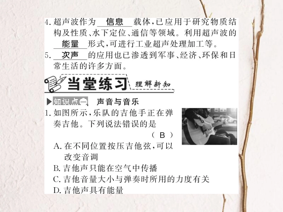 八年级物理上册 2.4 让声音为人类服务 2.4.1 声音与生活习题课件 （新版）粤教沪版_第3页