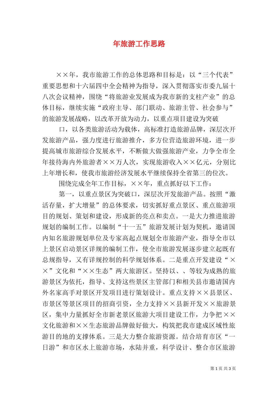 年旅游工作思路（二）_第1页