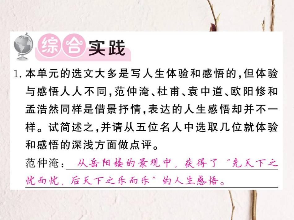 九年级语文上册 第三单元 表达 交流 综合实践与写作指导 体验颖悟课件 北师大版_第2页