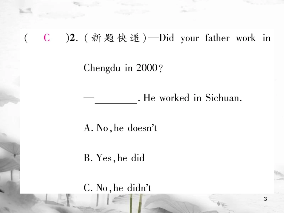 八年级英语上册 Unit 1 Where did you go on vacation（第4课时）Section B（1a-1e）同步作业课件 （新版）人教新目标版_第3页