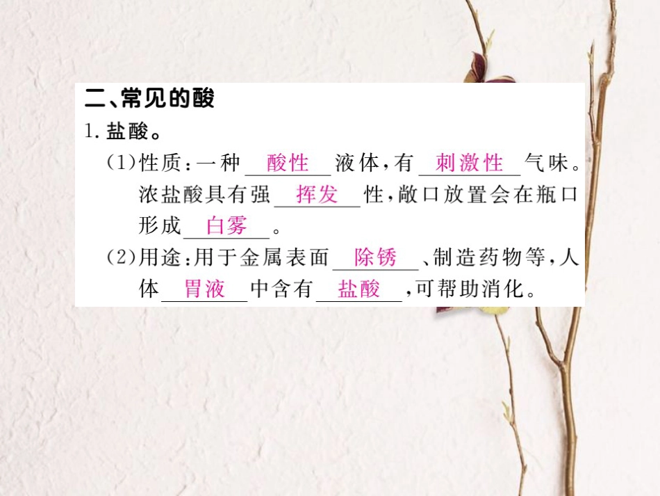 （贵州专）九年级化学下册 第十单元 课题1 第1课时 常见的酸复习课件 （新）新人教版_第3页