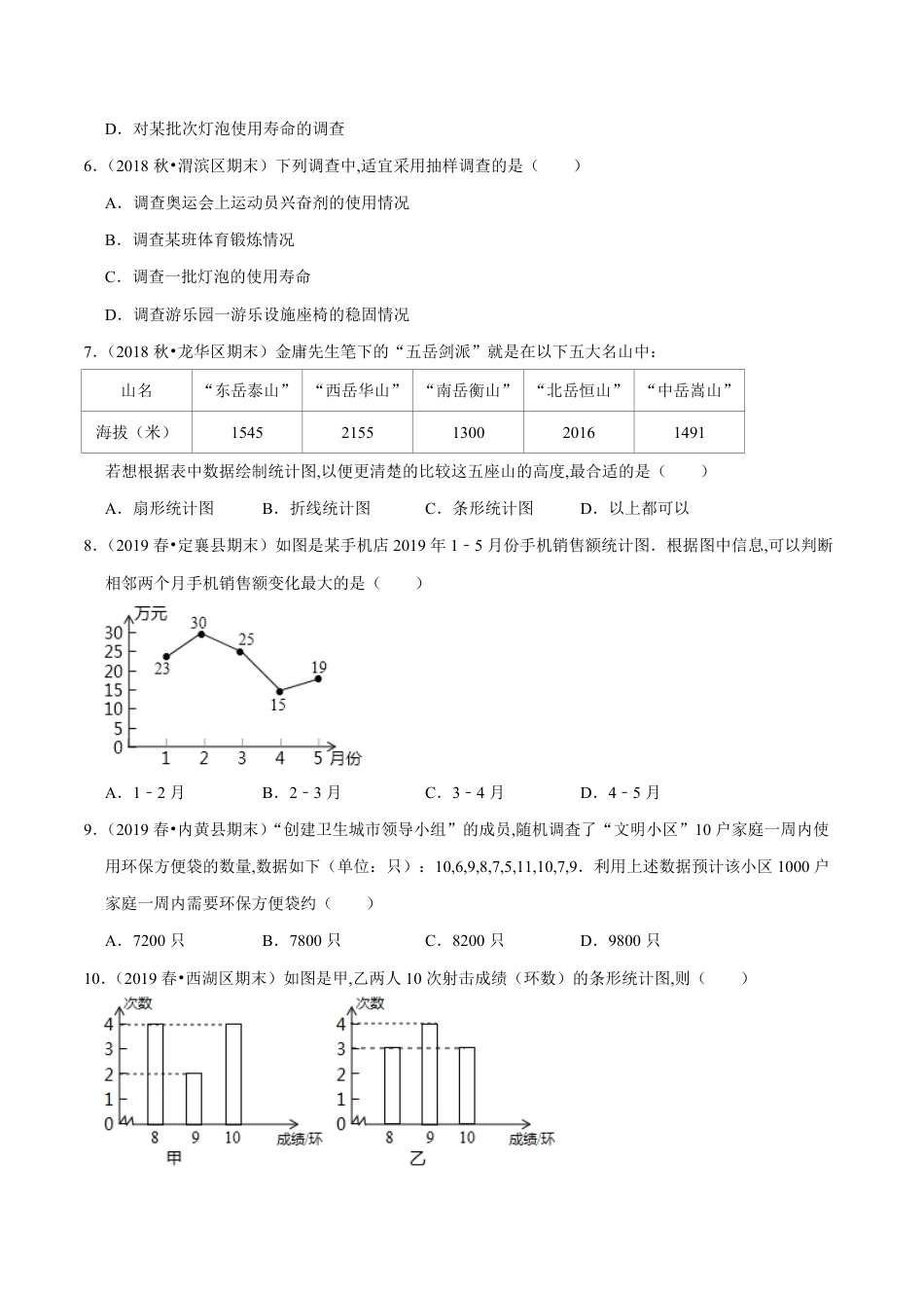 第6章 数据的收集与整理单元测试(A卷基础篇）（北师版）（原卷版）_第2页