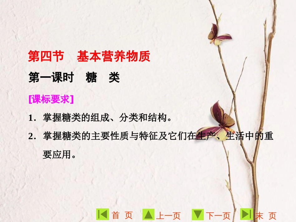 高中化学 第三章 有机化合物 第四节 基本营养物质 第1课时课件2 新人教版必修2_第1页