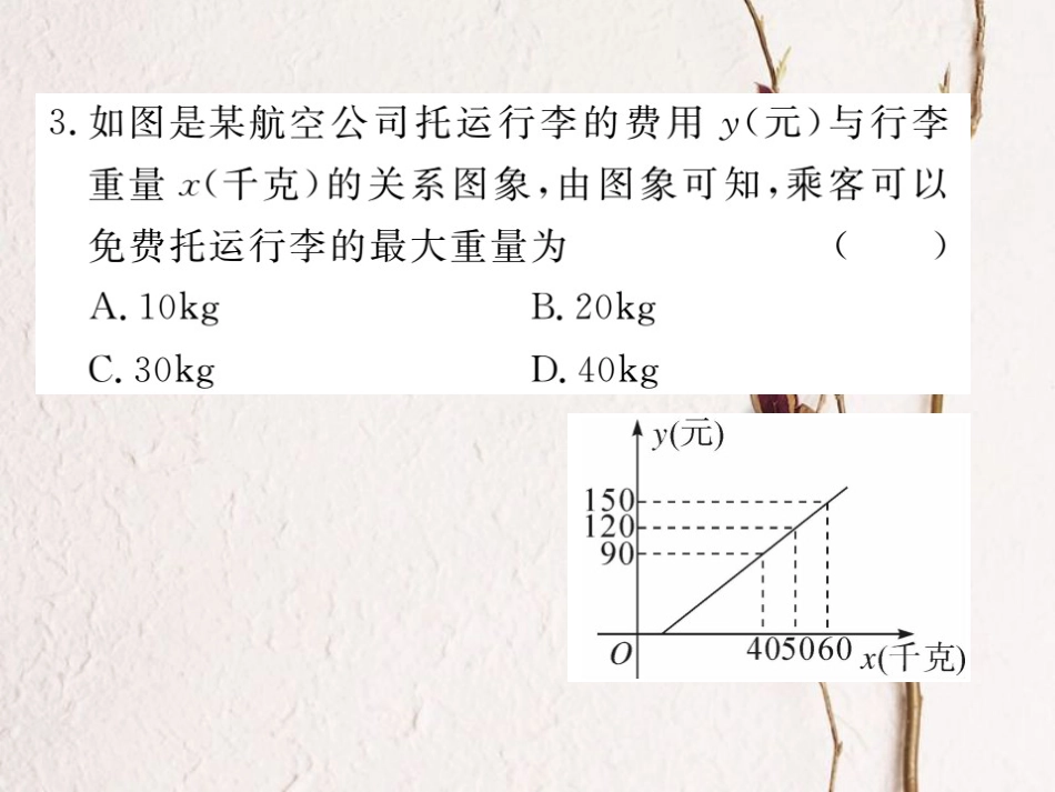 八年级数学上册 5.7 用二元一次方程组确定一次函数表达式习题课件 （新版）北师大版_第3页