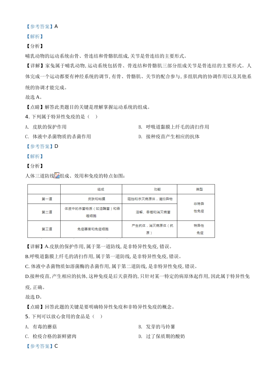 精品解析：黑龙江省绥化市2020年中考生物试题（解析版）_第2页