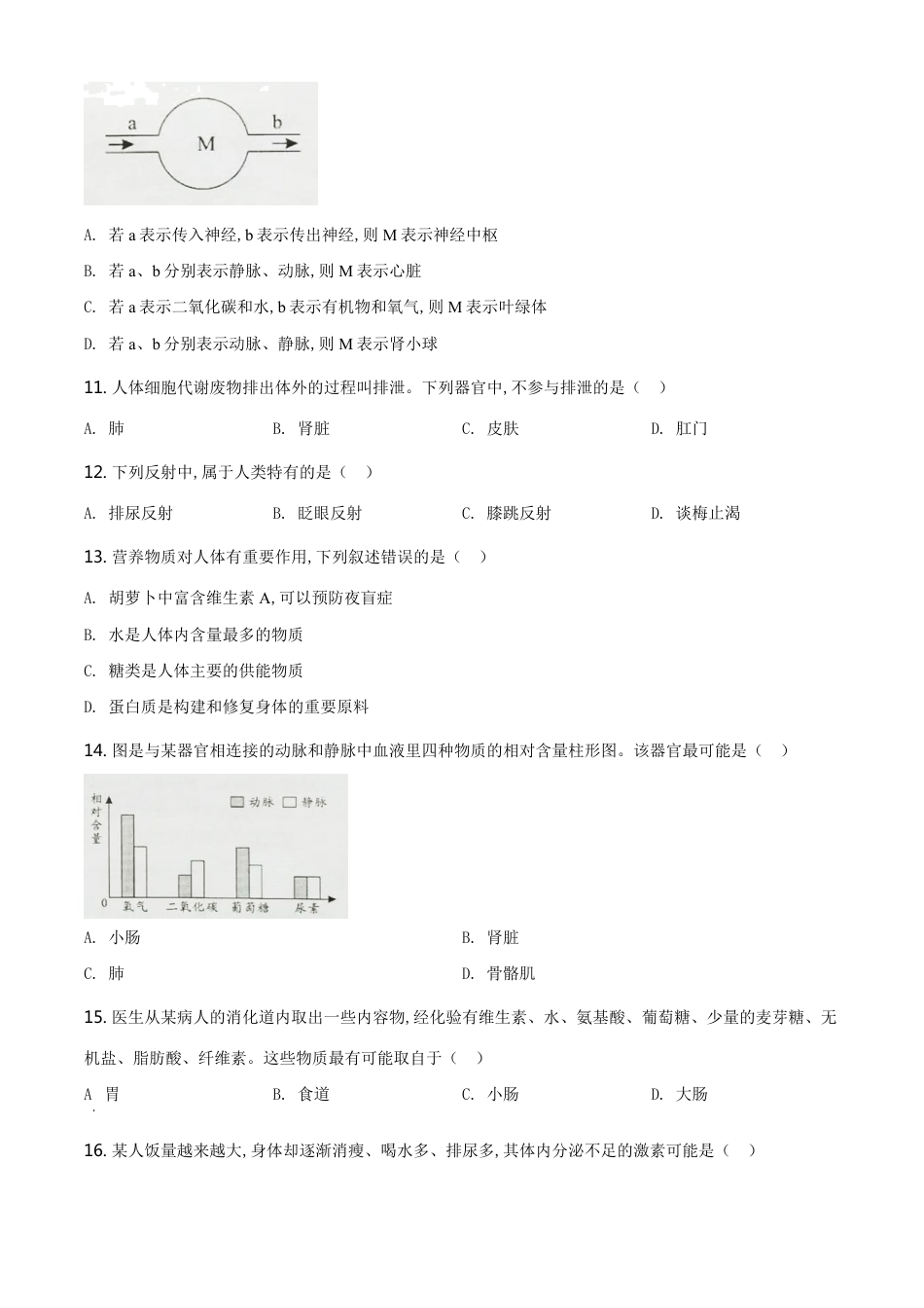 精品解析：湖南省邵阳市2020年中考生物试题（原卷版）_第3页