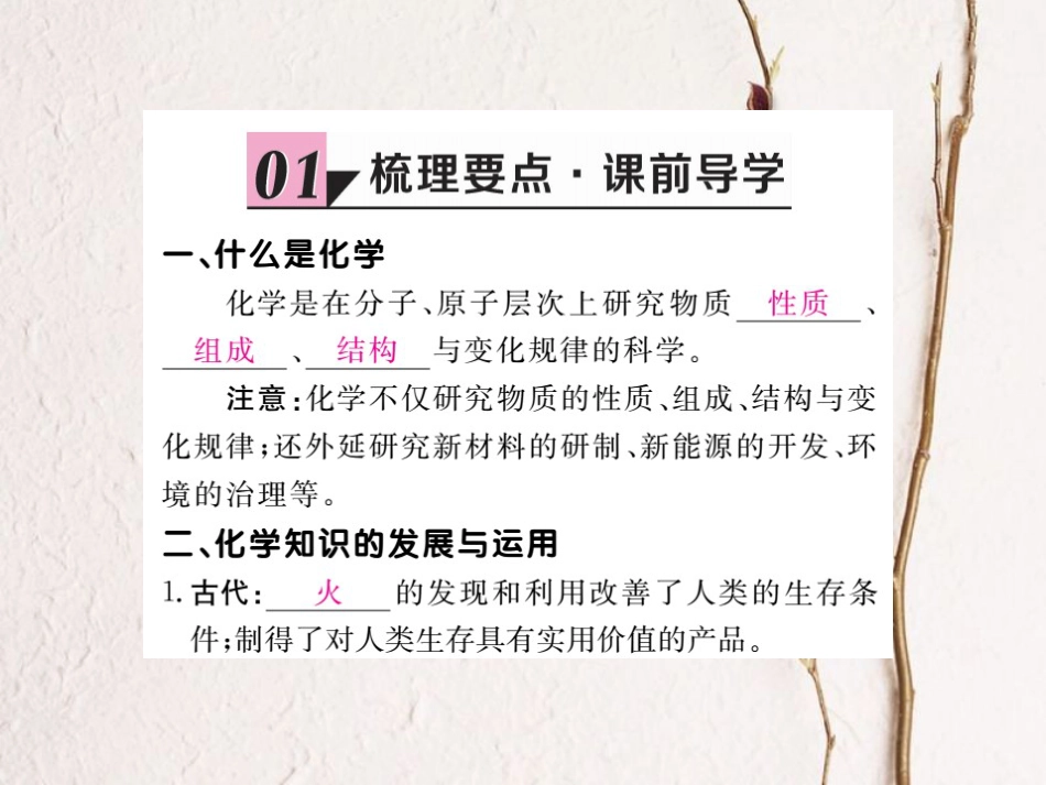 （贵州专）九年级化学上册 绪言 化学使世界变得更加绚丽多彩复习课件 （新）新人教版_第2页