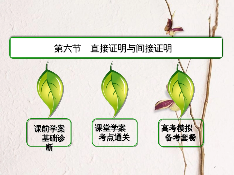 高三数学一轮总复习 第六章 不等式、推理与证明 6.6 直接证明与间接证明课件_第2页