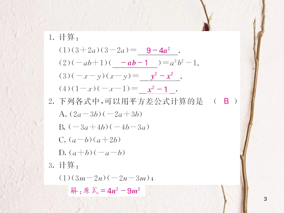 cymAAA八年级数学上册 14.2.1 平方差公式课件 （新版）新人教版_第3页