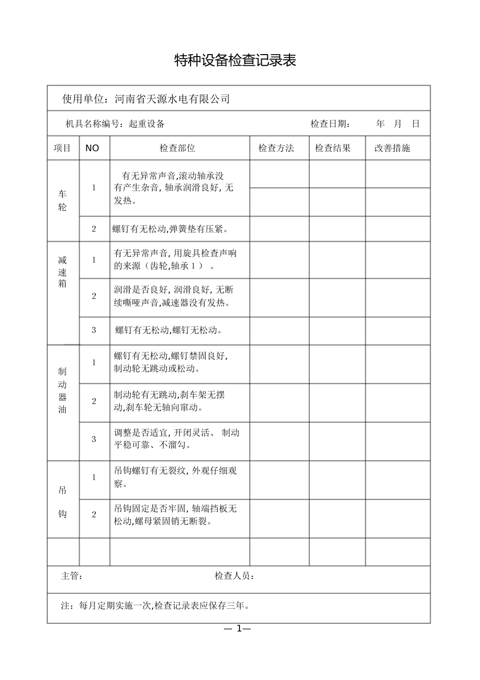 特种设备检查记录表[共4页]_第1页