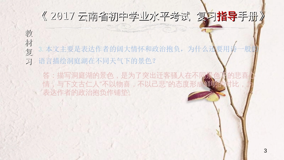 云南省中考语文 专题一 文言文阅读 本土名师复习计划（十二）《岳阳楼记》复习课件_第3页
