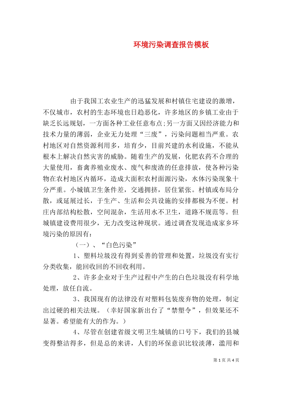 环境污染调查报告模板_第1页